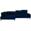 ECKSOFA Blau Samt, Webstoff  - Blau/Schwarz, Design, Textil/Metall (216/300cm) - Welnova