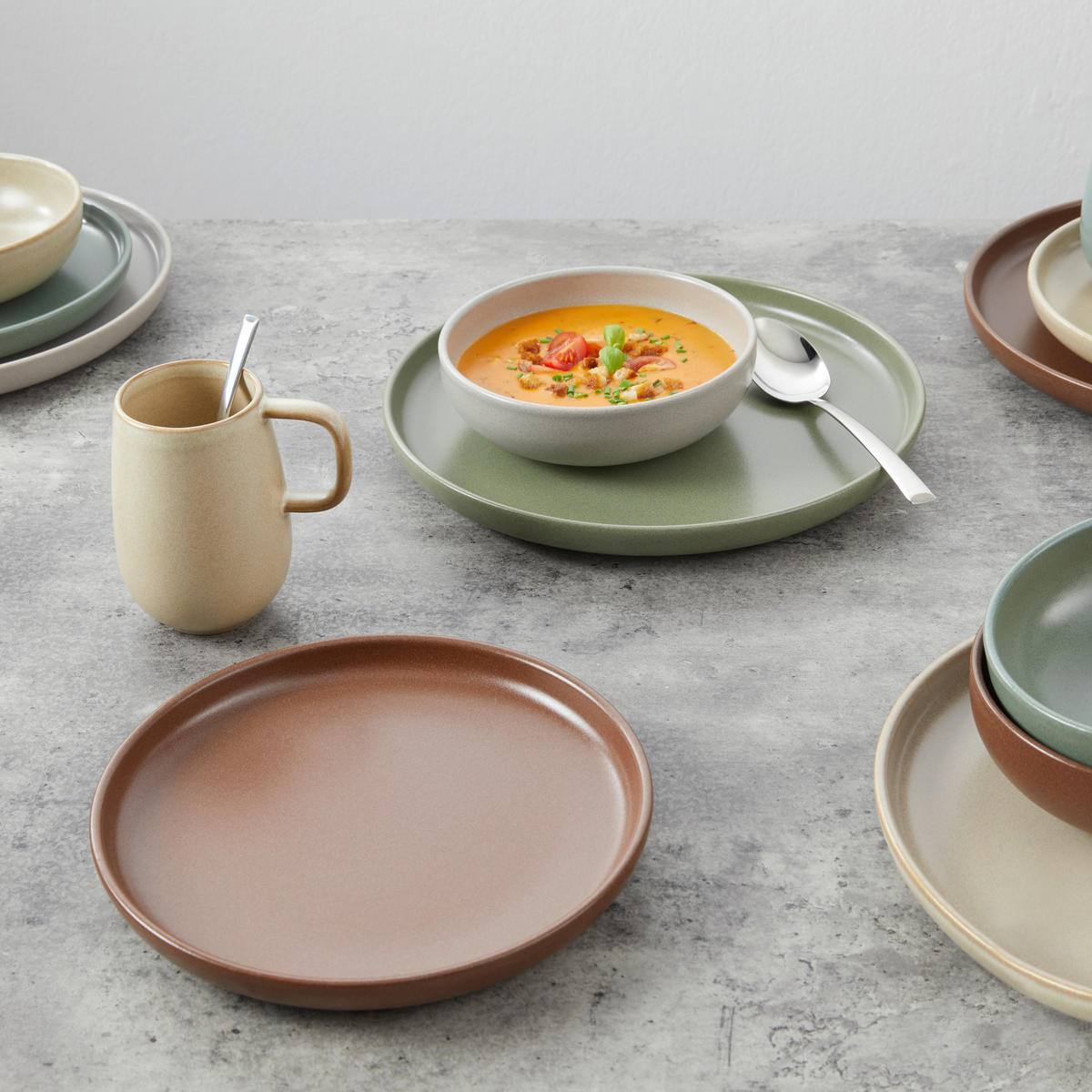 KOMBISERVICE Multicolor 16-teilig 4 Personen  - Multicolor, MODERN, Keramik (40,5/37/49,5cm) - Creatable