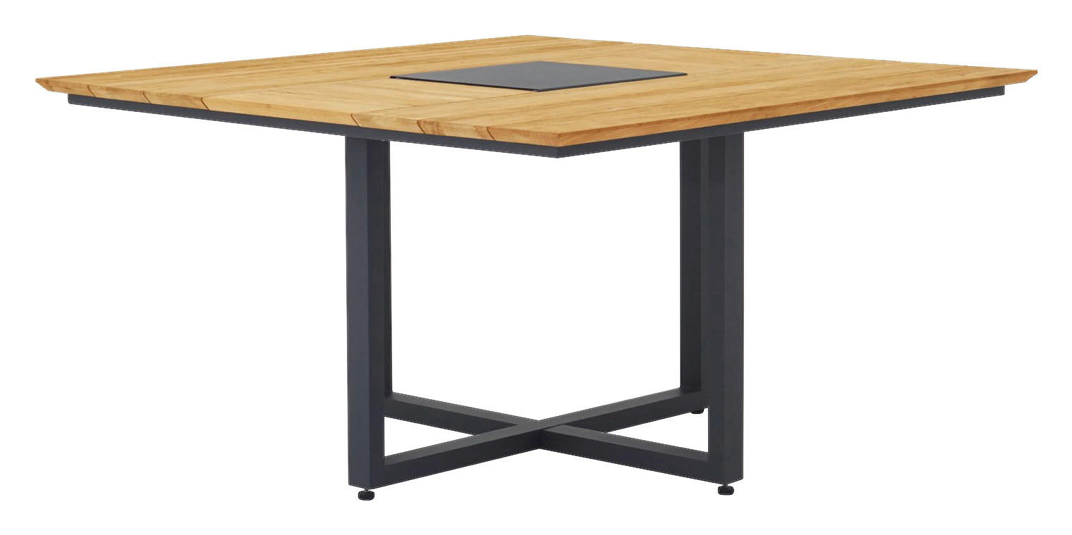 GARTENTISCH 140/140/75 cm  - Graphitfarben/Teakfarben, Design, Holz/Metall (140/140/75cm) - Zebra 
