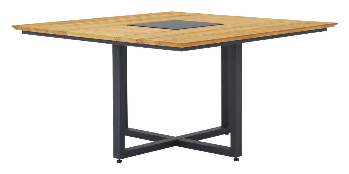 GARTENTISCH 140/140/75 cm  - Graphitfarben/Teakfarben, Design, Holz/Metall (140/140/75cm) - Zebra 