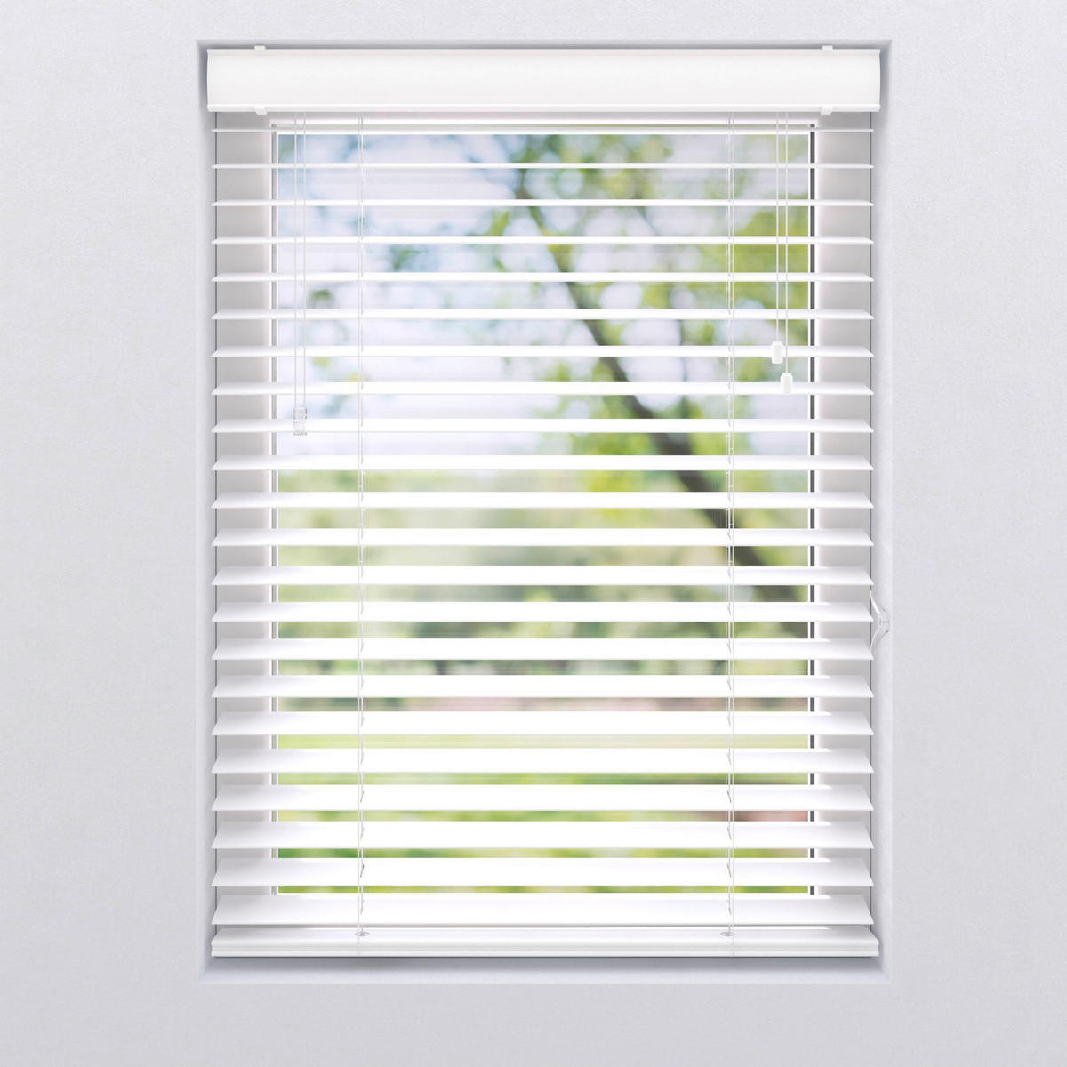 Jalousie 50mm in Holzoptik  - Weiß, Design, Kunststoff (105/130cm)