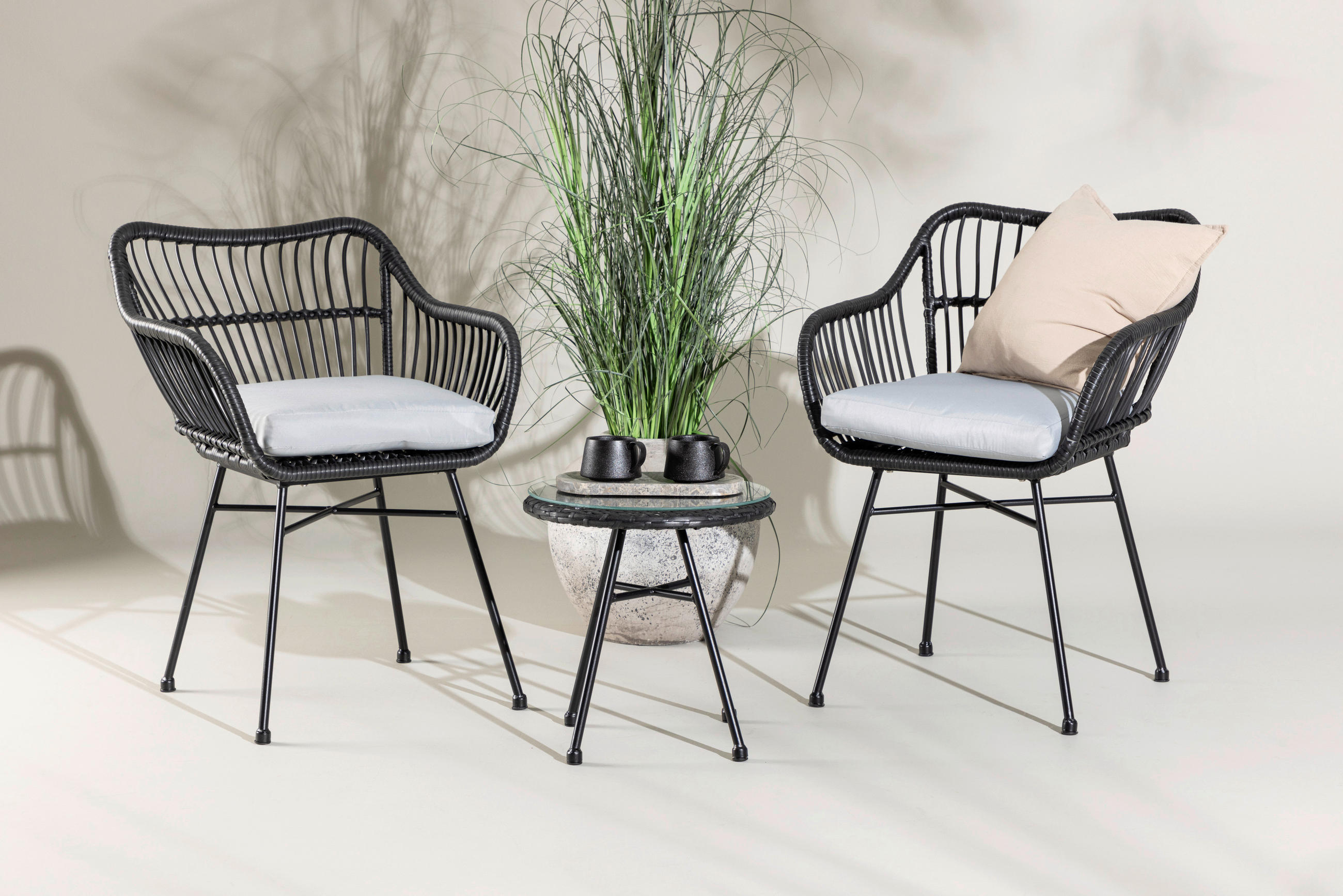 BALKONGMÖBLER SET metall, plast - svart, Klassisk, metall/plast - Gardenson