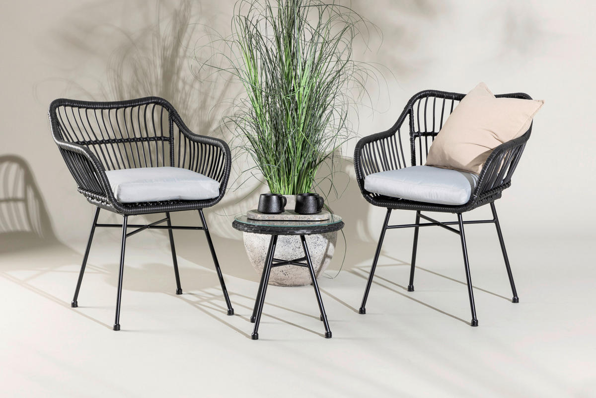 CAFÉSET metall, plast  - svart, Klassisk, metall/plast - Gardenson
