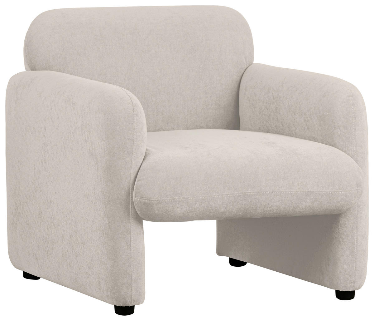 SESSEL in Samt Creme  - Creme/Schwarz, Design, Kunststoff/Textil (83/83/76cm) - MID.YOU