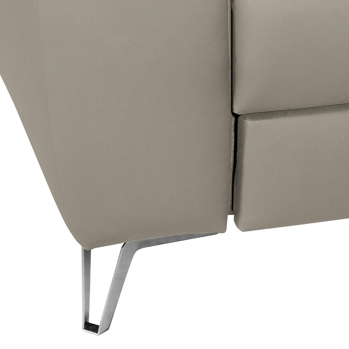ECKSOFA in Lederlook Echtleder Platinfarben  - Platinfarben/Chromfarben, Design, Leder/Textil (241/168cm) - Livetastic