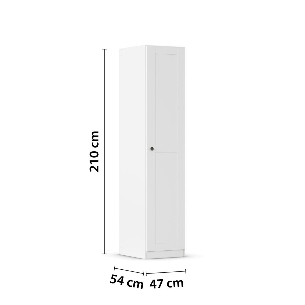 DREHTÜRENSCHRANK 47/210/54 cm,  in Weiß, 1-türig  - Schwarz/Weiß, KONVENTIONELL, Holzwerkstoff/Kunststoff (47/210/54cm) - home24