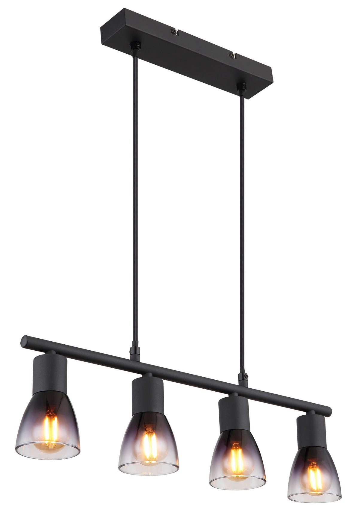HÄNGELEUCHTE Satella 52/7,2/120 cm  - Klar/Schwarz, Design, Glas/Kunststoff (52/7,2/120cm) - Globo