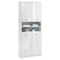 HOCHSCHRANK 76/190/31 cm  - Weiss Hochglanz/Weiss, Basics, Holzwerkstoff/Kunststoff (76/190/31cm) - Livetastic