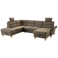 SEDACÍ SOUPRAVA, textil,  - tmavě hnědá/barvy dubu, Basics, dřevo/textil (213/303/162cm) - Cantus