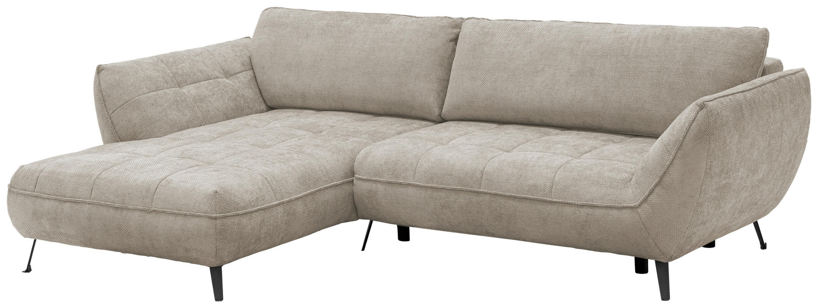ECKSOFA in Struktur Sandfarben  - Sandfarben/Schwarz, Design, Textil/Metall (187/282cm) - Livetastic