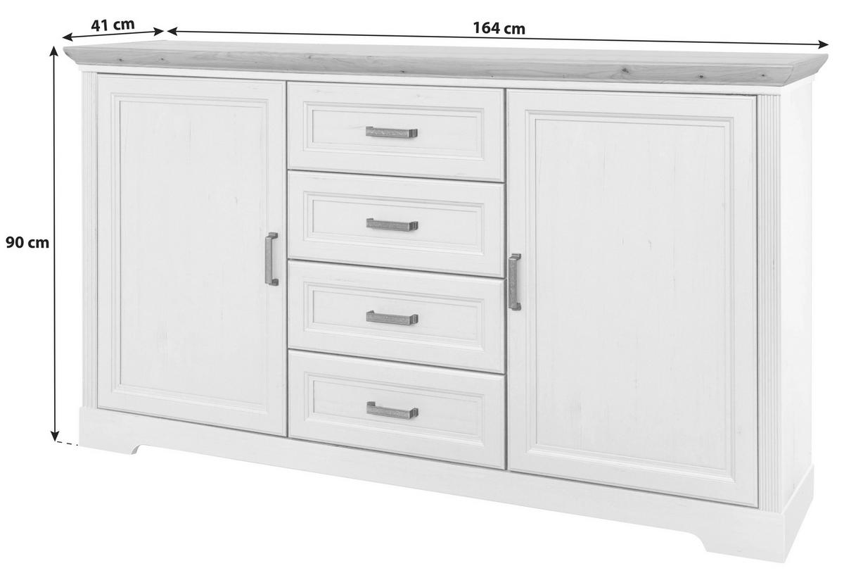 KOMODA  164/90/41 cm  boja borovine, hrast artisan  - boja nikla/boja borovine, Lajfstajl, metal/pločasti materijal (164/90/41cm) - Ti'me