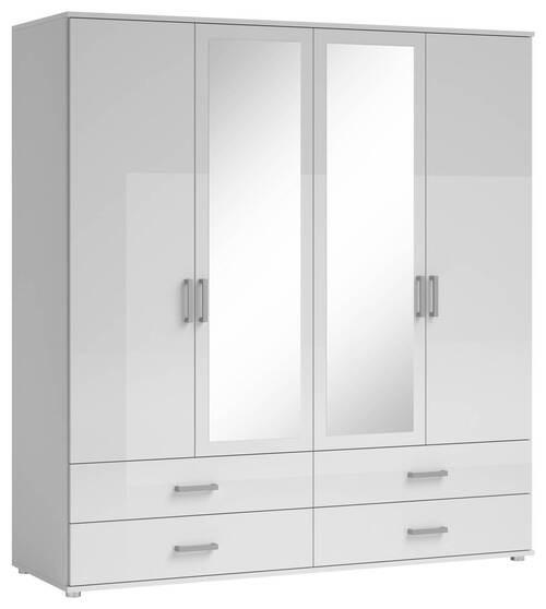 ȘIFONIER alb  - alb/culoare aluminiu, Konventionell, plastic/sticlă (180/190/51cm) - Carryhome