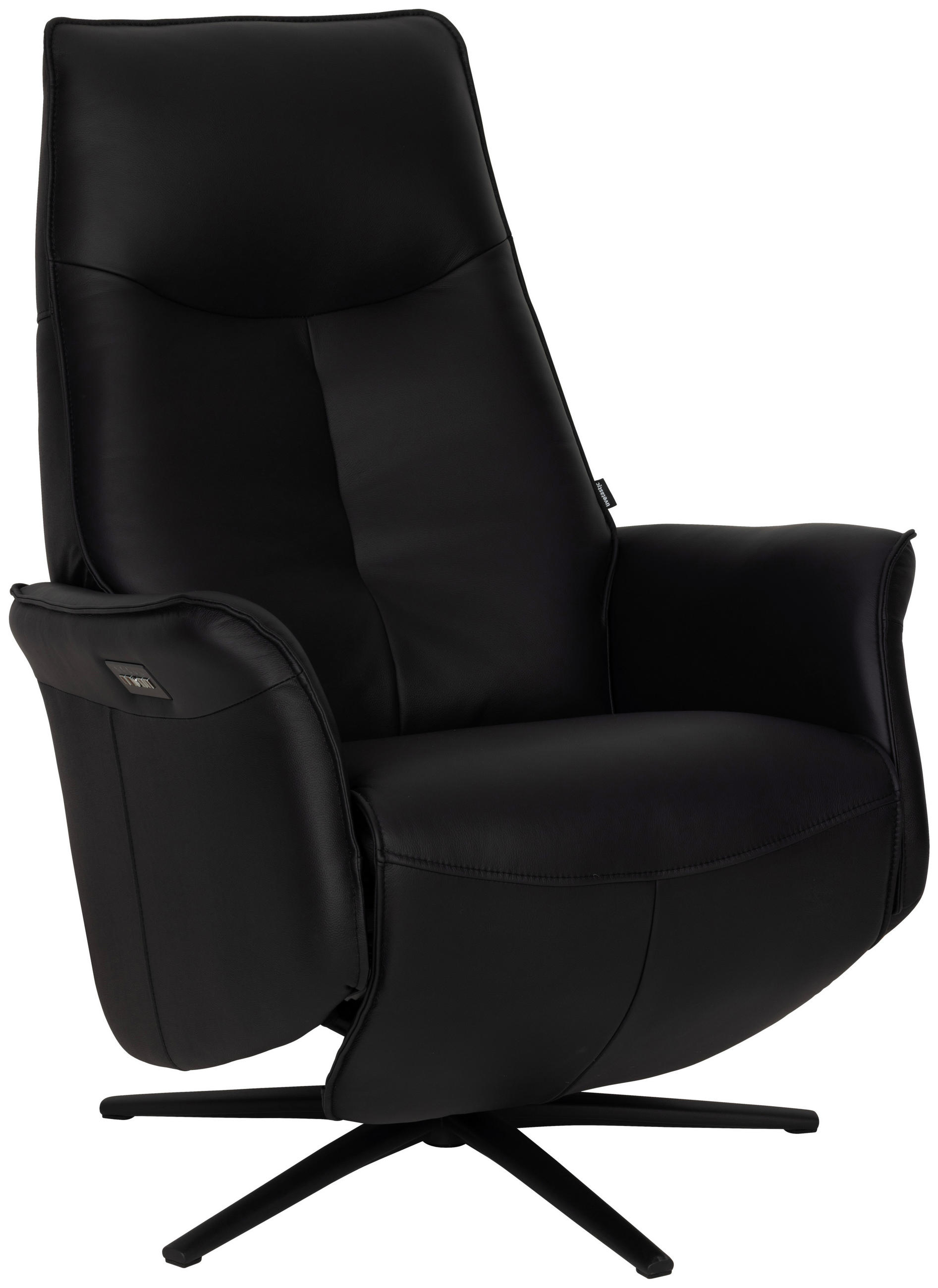 RELAXSESSEL Lederlook Echtleder    - Schwarz, Design, Leder/Holz (79/110/83cm) - Livetastic