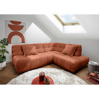 ECKSOFA Chenille Rostfarben  - Rostfarben/Schwarz, Modern, Kunststoff/Textil (254/203cm) - Livetastic