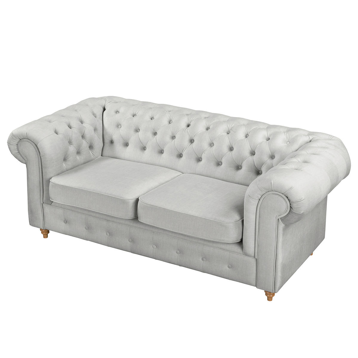 2-SITZER-SOFA Mikrofaser Hellgrau  - Hellgrau/Braun, Design, Holz/Textil (190/75/91cm) - P & B
