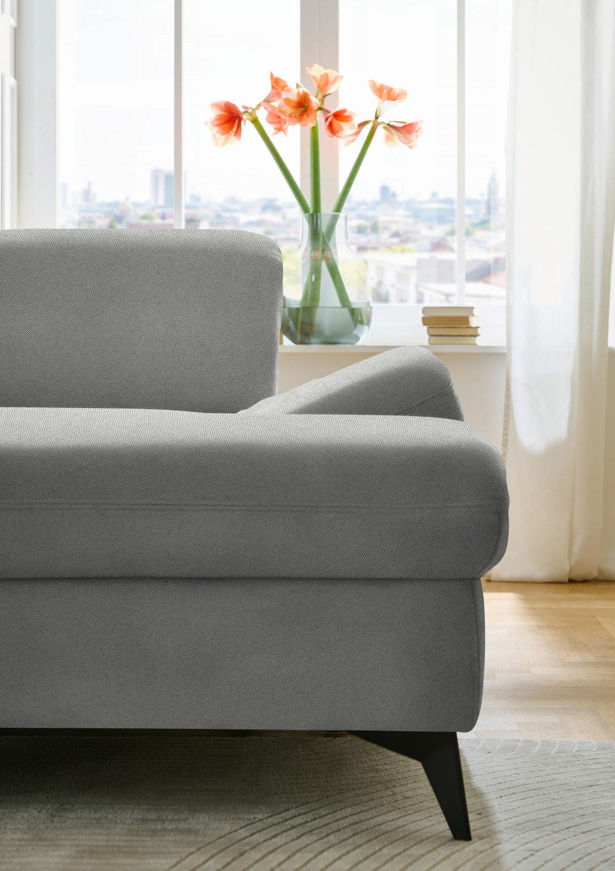 WOHNLANDSCHAFT Chenille Greige  - Greige/Schwarz, Design, Textil/Metall (255/364/198cm) - Beldomo Style