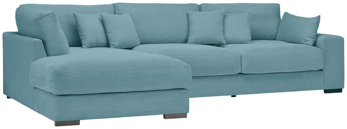 ECKSOFA in Cord Hellblau  - Schwarz/Hellblau, Design, Kunststoff/Textil (205/340cm) - Lomoco