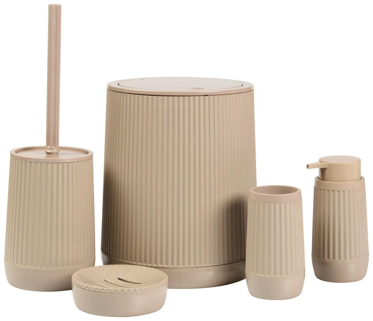 BAD-ACCESSOIRE-SET Kunststoff  - Taupe, Design, Kunststoff - Novel