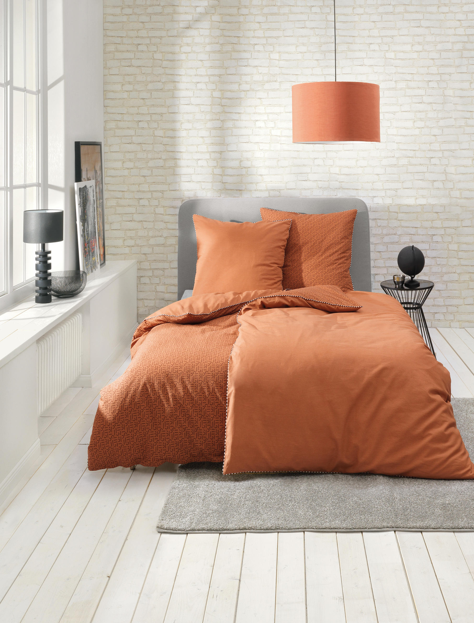 WENDEBETTWÄSCHE Scatter Renforcé - Rostfarben/Schwarz, Design, Textil (135/200cm) - Esprit