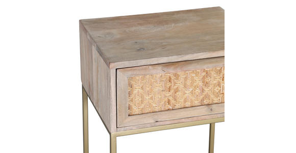 NACHTSCHRANK 45/56/37 cm Mangoholz, Rattan massiv - Goldfarben/Naturfarben, Design, Holz/Holzwerkstoff (45/56/37cm) - Landscape