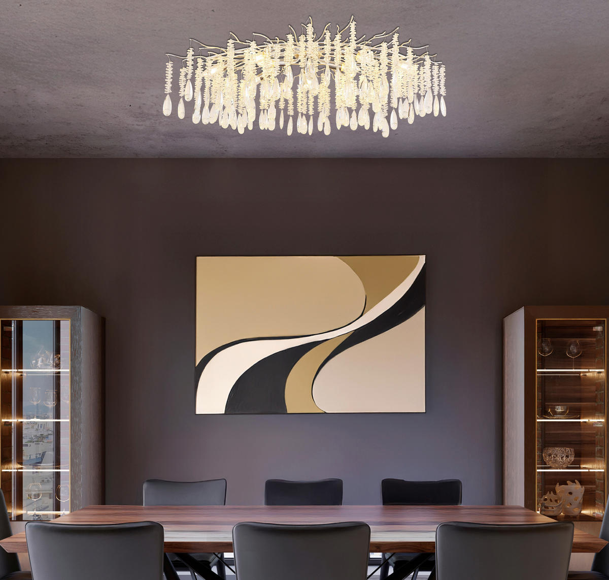 DECKENLEUCHTE    100/55/45 cm  - Klar/Silberfarben, Design, Glas/Metall (100/55/45cm) - Globo