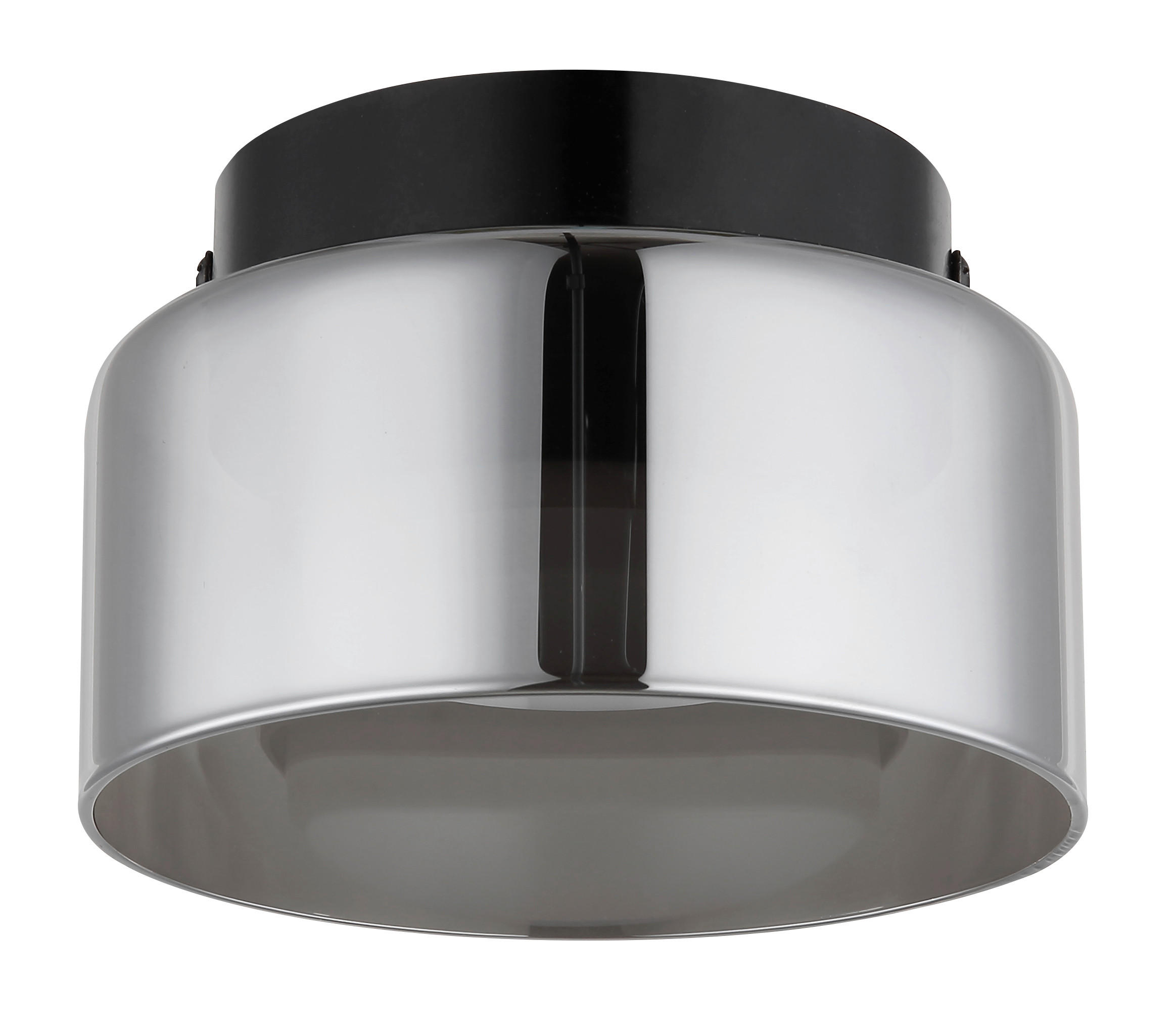 LED-DECKENLEUCHTE HIGGINS 13/8,5 cm  - Schwarz/Grau, Design, Glas/Metall (13/8,5cm) - Globo