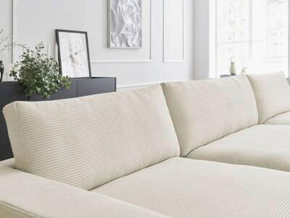 WOHNLANDSCHAFT LEONARD Beige Cord  - Beige/Schwarz, MODERN, Kunststoff/Textil (159/349/159cm)