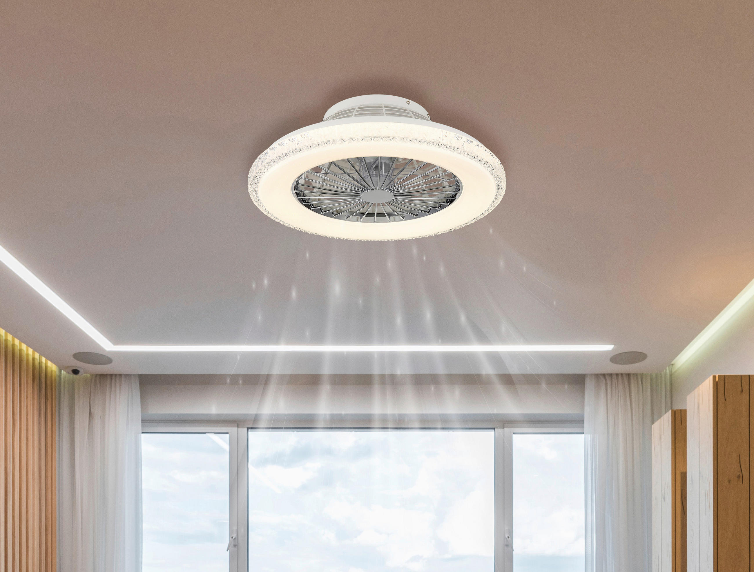 DECKENVENTILATOR  50/17,5 cm    - Klar/Chromfarben, Basics, Kunststoff/Metall (50/17,5cm) - Globo