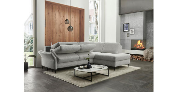 ECKSOFA  in Webstoff Ecru  - Ecru/Schwarz, KONVENTIONELL, Textil/Metall (277/201cm) - Dieter Knoll