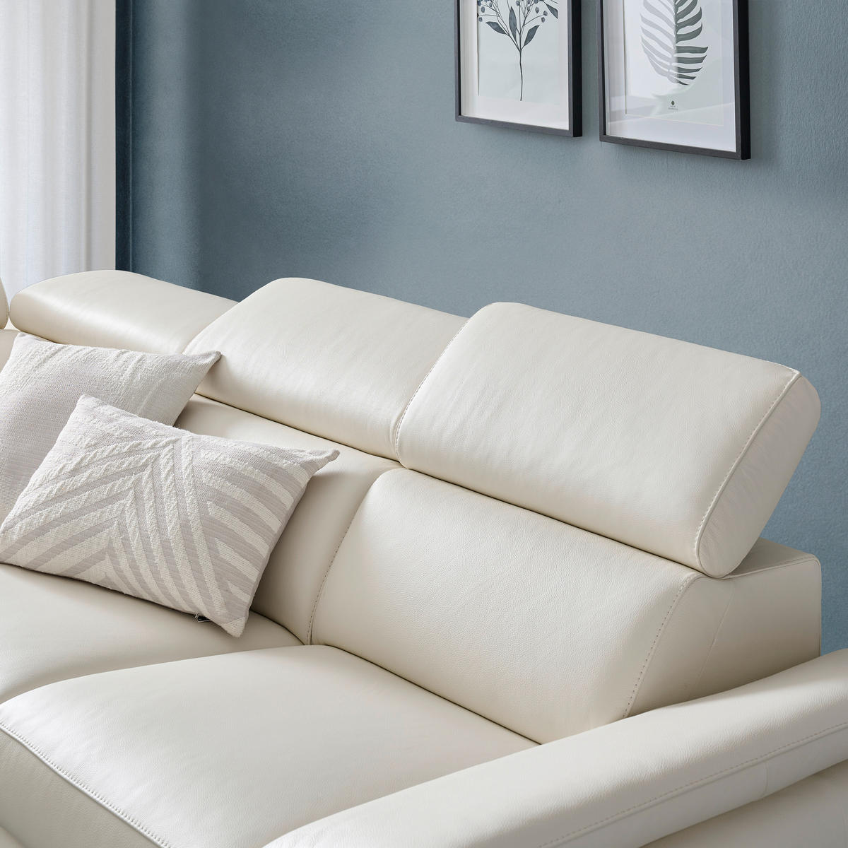 ECKSOFA in Echtleder Weiss  - Weiss/Schwarz, Modern, Leder/Metall (225/281cm) - Celina Home