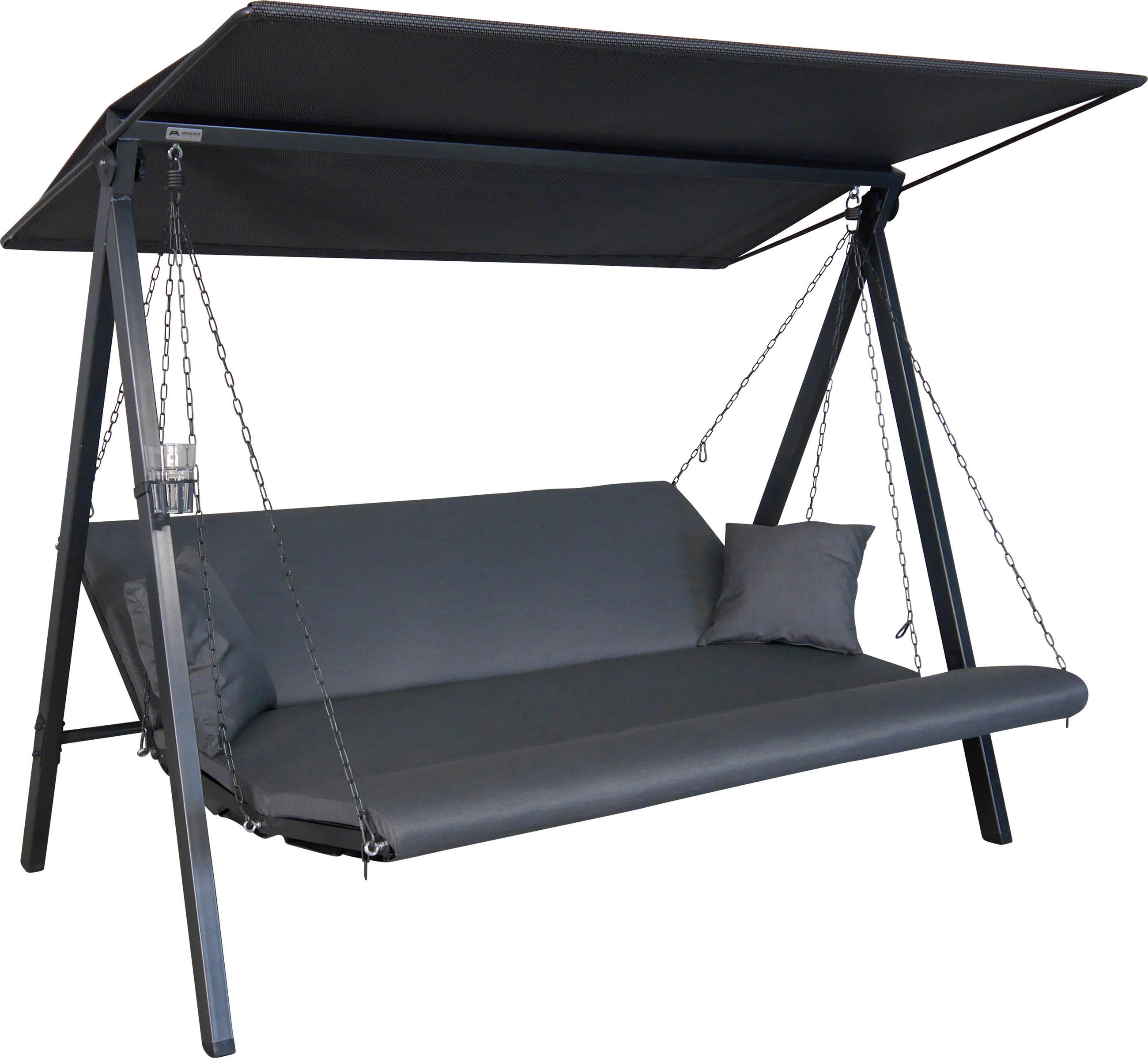 HOLLYWOODSCHAUKEL 210/160/145 cm  - Anthrazit/Grau, Basics, Kunststoff/Textil (210/160/145cm) - Boxxx