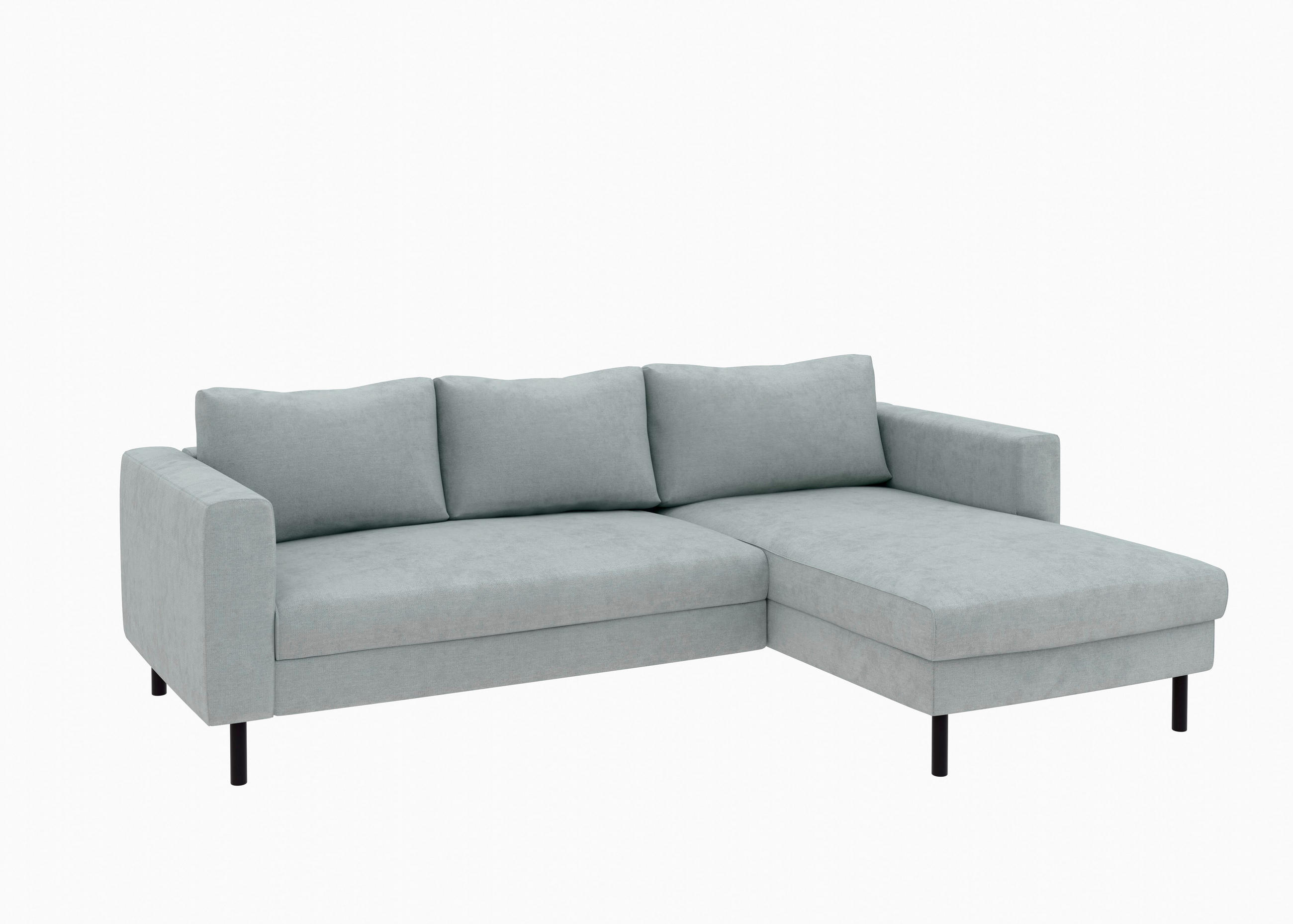 ECKSOFA  in Struktur Grau  232/161 cm  - Schwarz/Grau, MODERN, Textil/Metall (232/161cm) - Trendmanufaktur