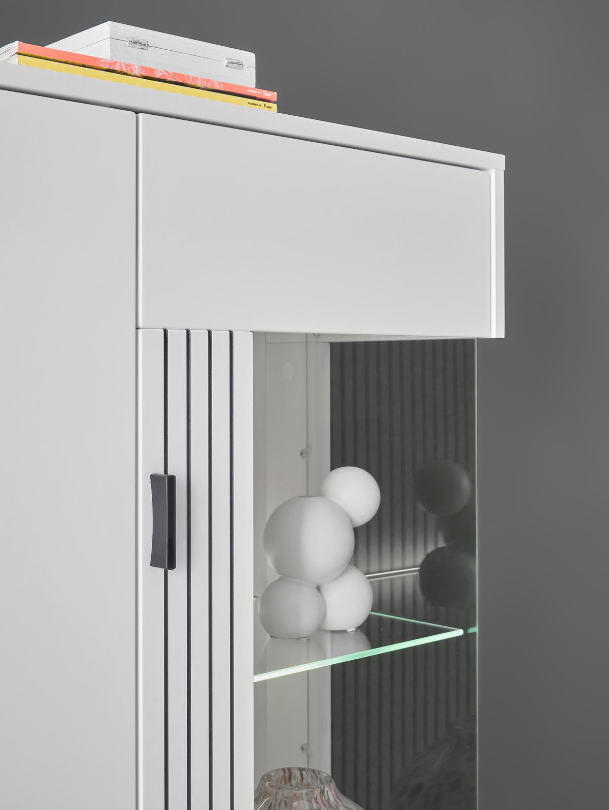 VITRINE in Weiß, Schwarz  - Schwarz/Weiß, Design, Glas/Holzwerkstoff (75/125/38cm) - MID.YOU