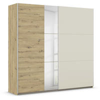 SCHWEBETÜRENSCHRANK 218/210/59 cm 2-türig Champagner, Eiche Artisan  - Champagner/Alufarben, Design, Glas/Holzwerkstoff (218/210/59cm) - Rauch Möbel