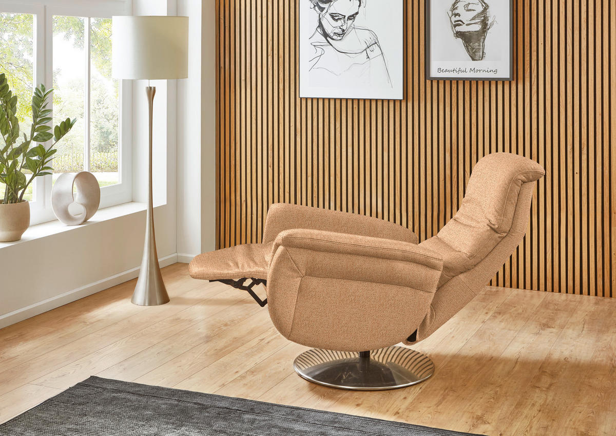 RELAXSESSEL Textil Gelb  - Edelstahlfarben/Gelb, Konventionell, Textil/Metall (79/112/94cm) - Beldomo Premium