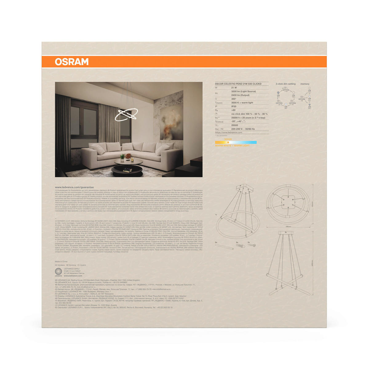 LED-HÄNGELEUCHTE 49.8/45.6/80 cm  - Dunkelgrau, Design, Kunststoff (49.8/45.6/80cm) - Osram