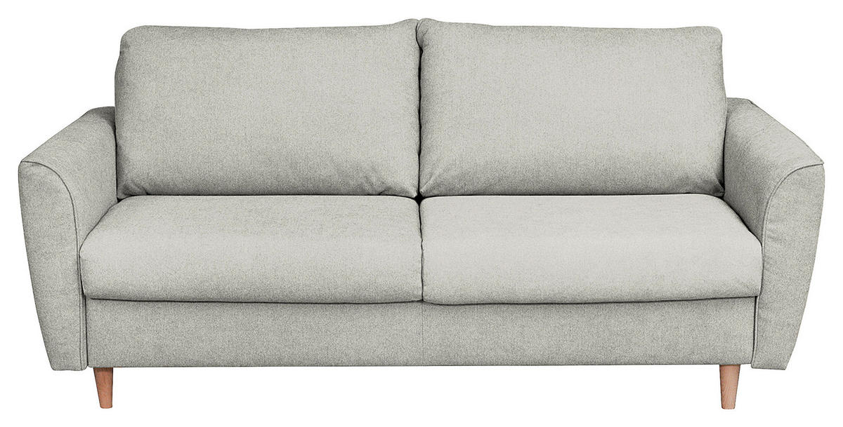 SCHLAFSOFA Textil Hellgrau  - Buchefarben/Hellgrau, Design, Holz/Textil (195/90/102cm) - Livetastic