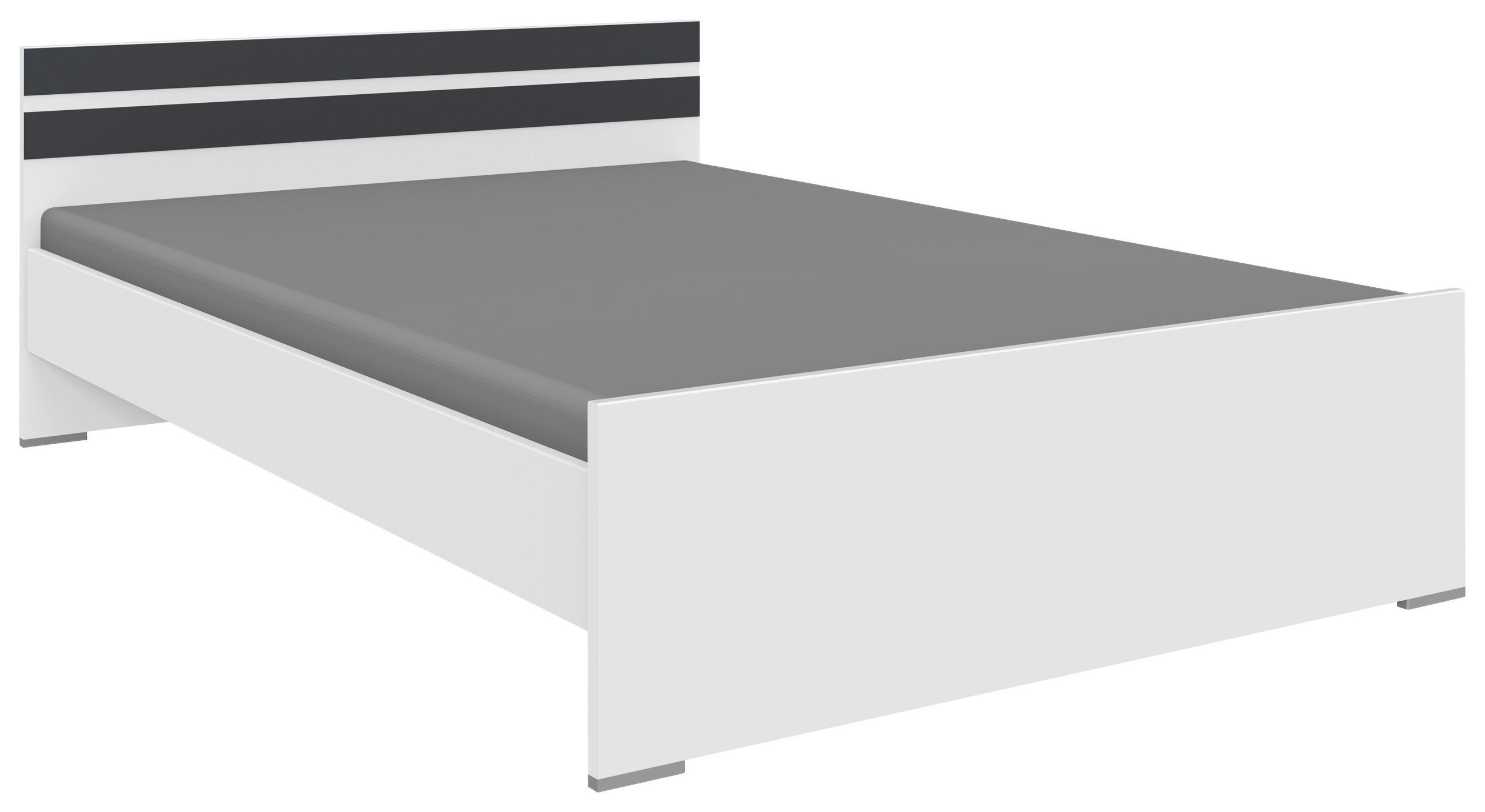 BETT 120/200 cm Graphitfarben, Weiß  - Alufarben/Graphitfarben, KONVENTIONELL (120/200cm) - Carryhome