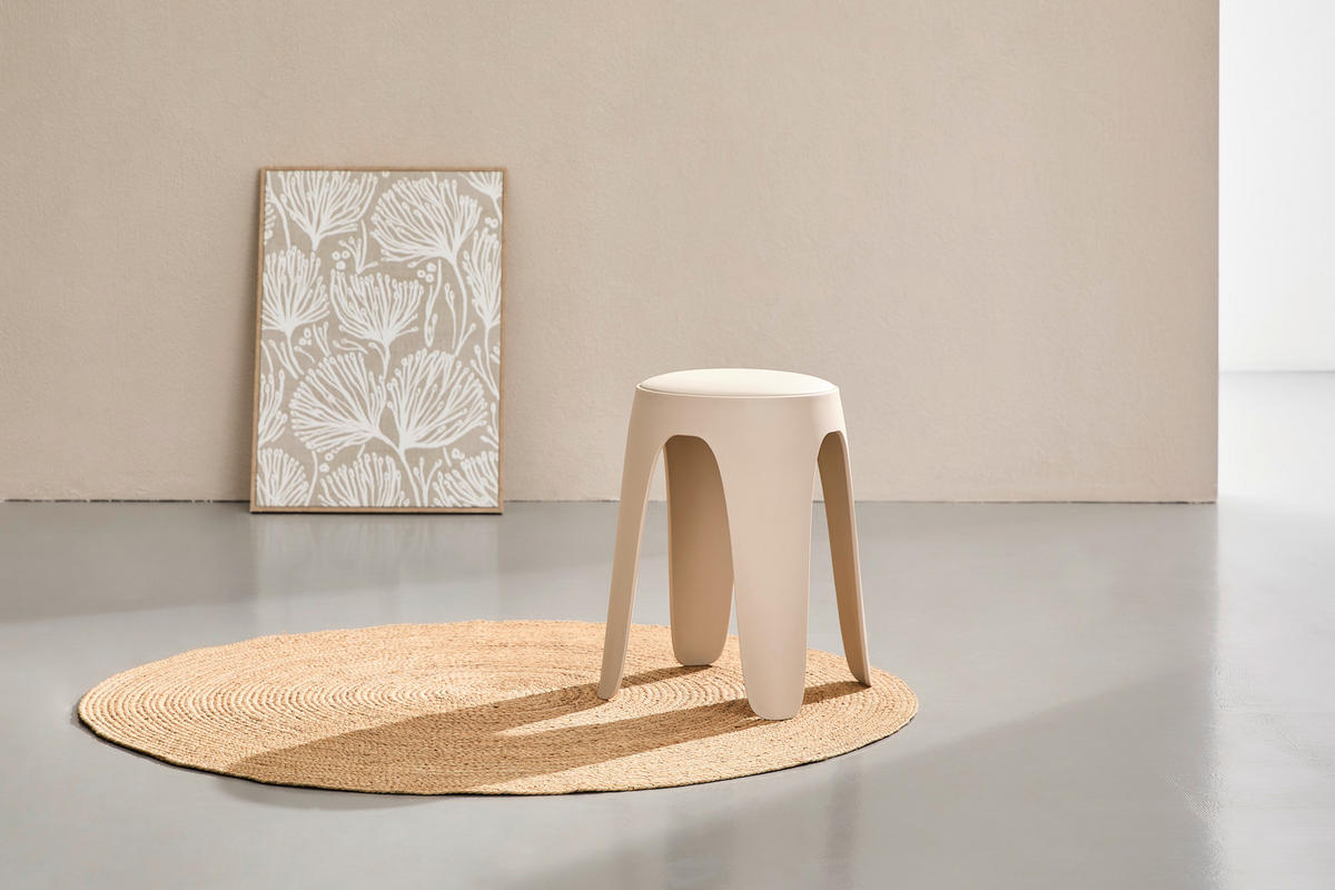 STAPELHOCKER Lederlook Beige  - Beige, Basics, Kunststoff/Textil (30/47/30cm) - Carryhome
