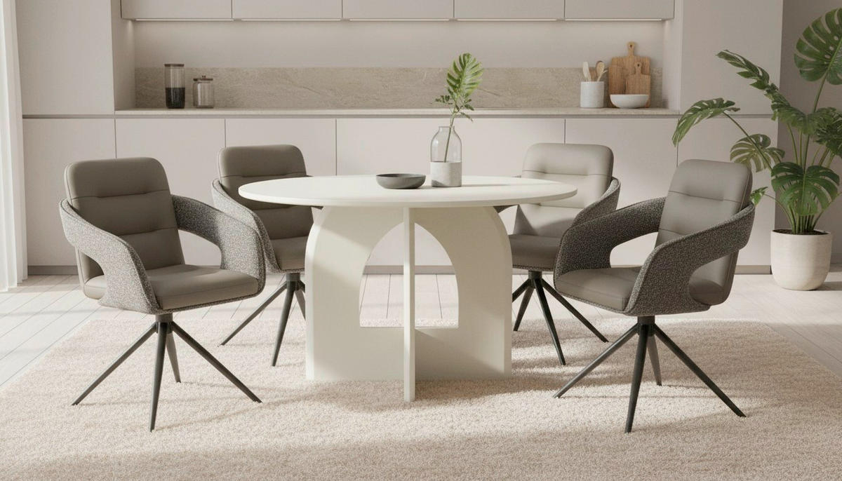 ESSTISCH 120/76/120 cm Echtholz  Holz rund Beige  - Beige, MODERN, Holz (120/76/120cm) - Livetastic