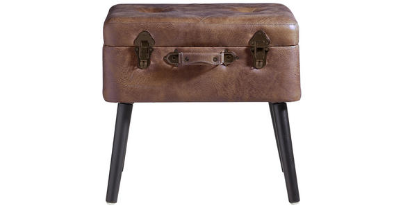 HOCKER Lederlook, Mikrofaser Braun - Schwarz/Braun, LIFESTYLE, Textil (50/45/35cm) - Xora