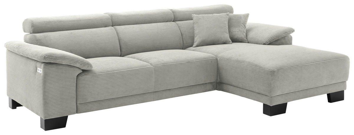 ECKSOFA in Cord Graubraun  270/174 cm  - Graubraun/Schwarz, Design, Holz/Textil (270/174cm) - Pure Home Lifestyle