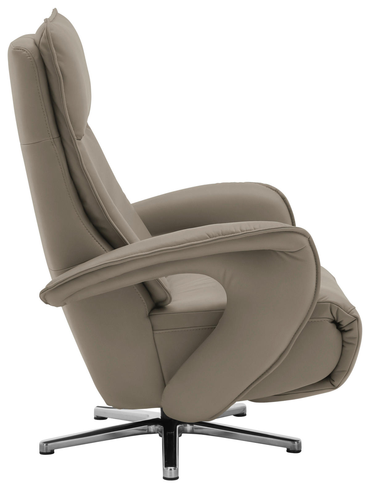 RELAXSESSEL in Leder Greige  - Chromfarben/Greige, Design, Leder/Metall (77/110/87cm) - Valdera