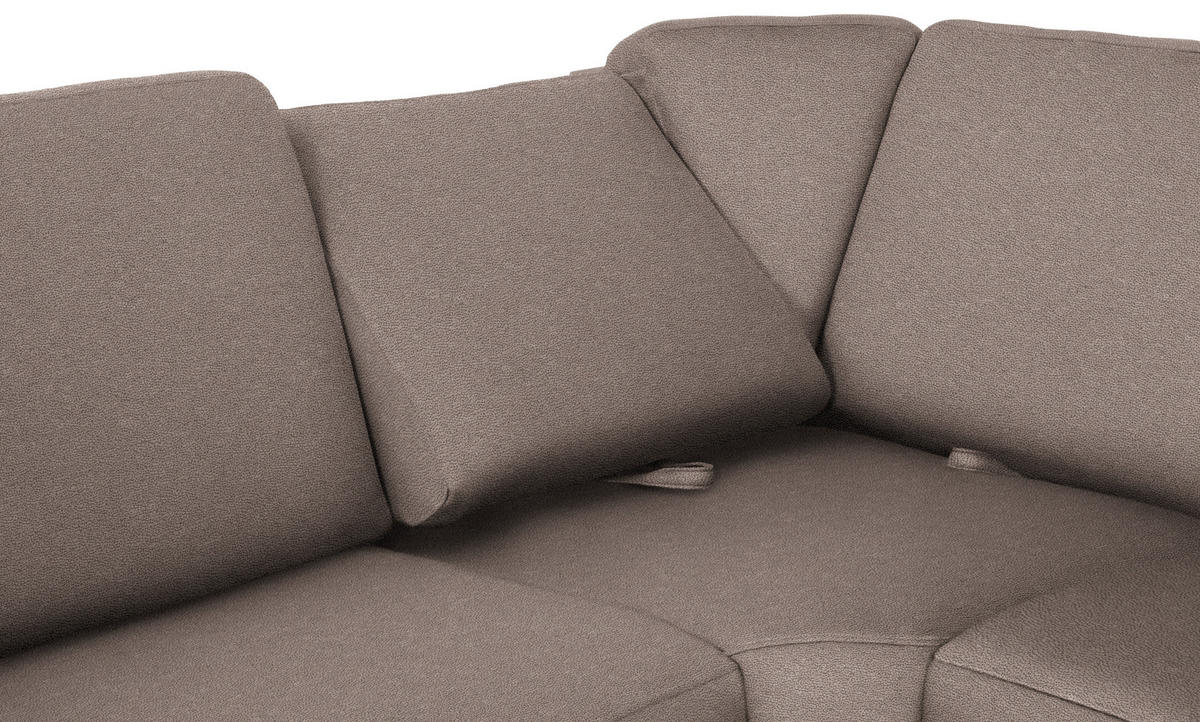 WOHNLANDSCHAFT in Flachgewebe Graubraun  - Chromfarben/Graubraun, Konventionell, Textil/Metall (240/330/163cm) - Beldomo System