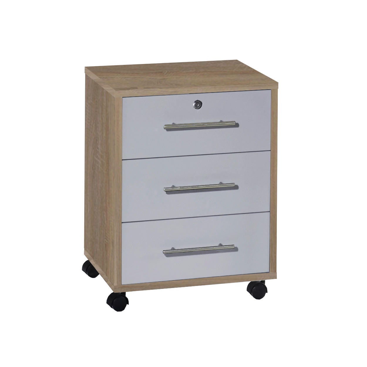 ROLLCONTAINER Grau, Sonoma Eiche  - Silberfarben/Grau, LIFESTYLE, Holzwerkstoff/Metall (44/58/40cm) - MID.YOU