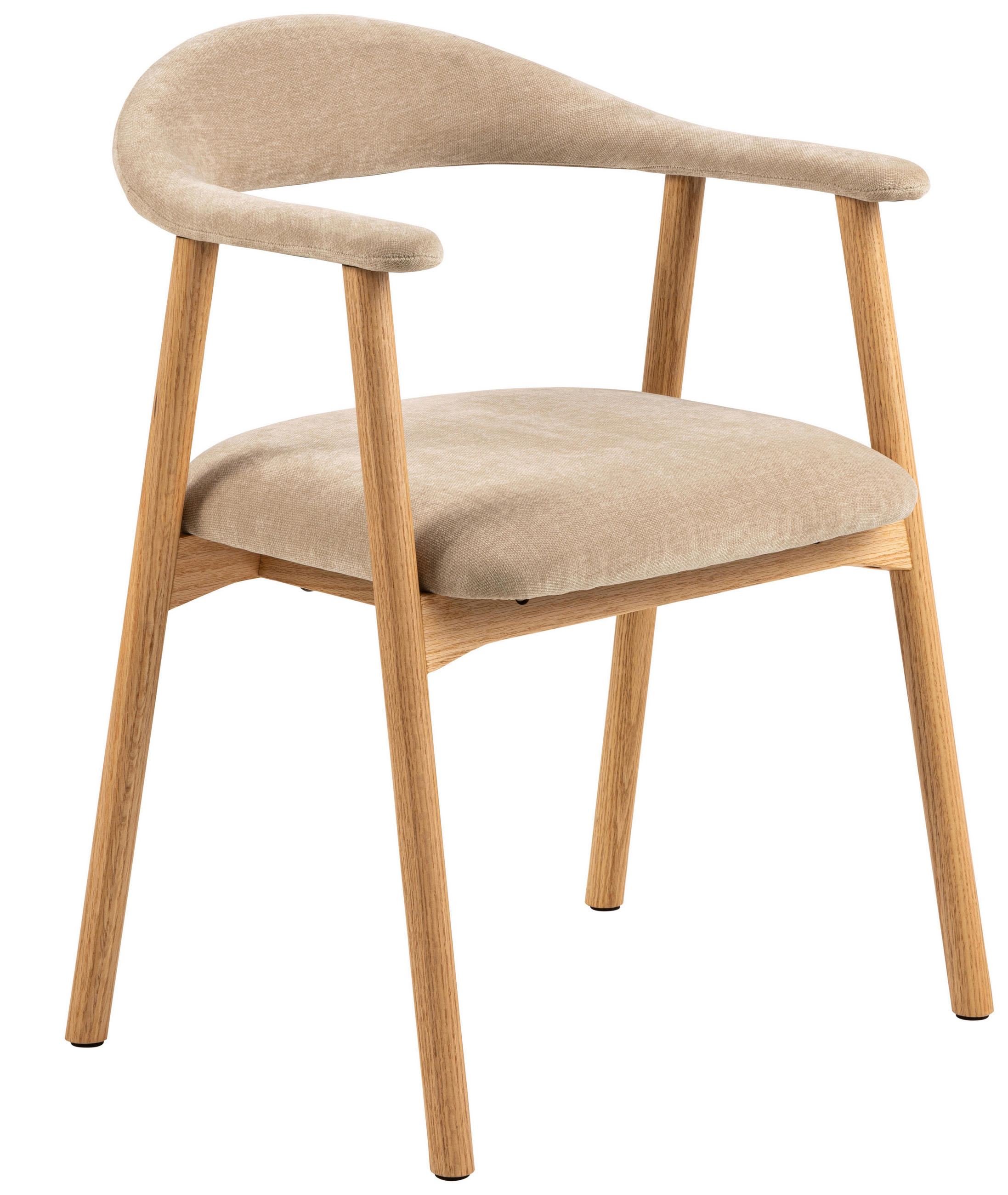 ARMLEHNSTUHL in Chenille - Eichefarben/Beige, Design, Holz/Textil (56/75,5/54cm) - MID.YOU
