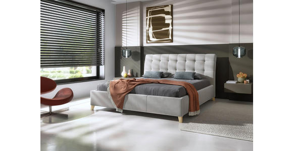 POLSTERBETT Lattenrost, Bettkasten Beige, Ecru 160/200 cm - Ecru/Eichefarben, KONVENTIONELL, Holz/Textil (160/200cm) - Hom`in