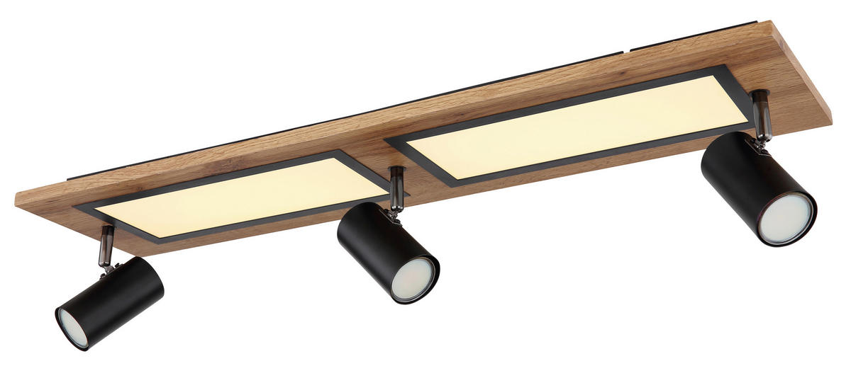LED SVJETILJKA STROPNA  - prirodne boje/crna, Design, drvni materijal/metal (80/20/18cm) - Globo