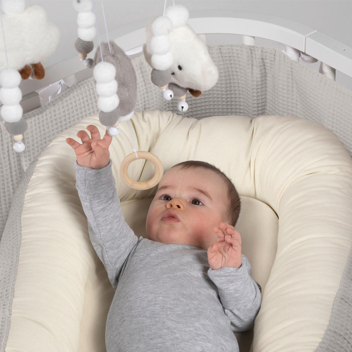 KUSCHELNEST babybay Kuschelnest Waffelpiqué  90/50/13 cm   - Grauweiß, Basics, Textil (90/50/13cm) - Babybay