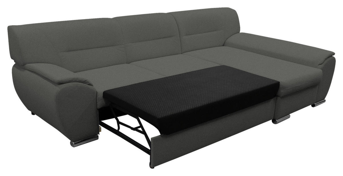 ECKSOFA Grau Flachgewebe  - Silberfarben/Grau, Design, Kunststoff/Textil (281/167cm) - MID.YOU